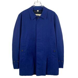 Burberry London Blue Single-Breasted Lapel Cotton & Silk Trench Coat 48R